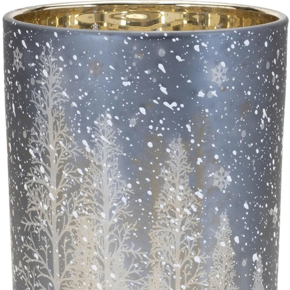 Set of Two Red Snowflake Glass Tabletop Votive Candle Holders