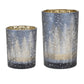 Set of Two Red Snowflake Glass Tabletop Votive Candle Holders