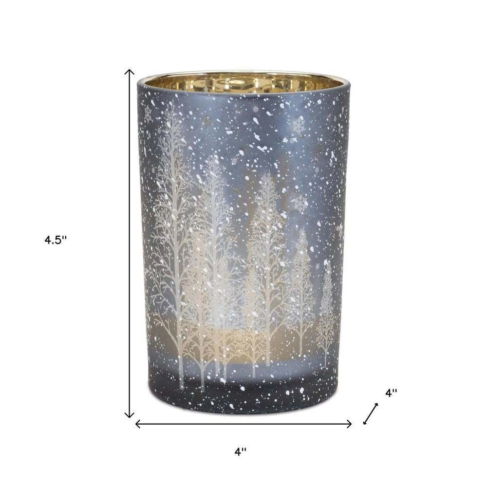 Set of Two Red Snowflake Glass Tabletop Votive Candle Holders