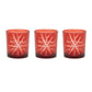 Set of Three Red Abstract Glass Tabletop Votive Candle Holders