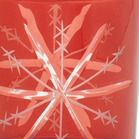 Set of Three Red Abstract Glass Tabletop Votive Candle Holders