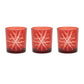 Set of Three Red Abstract Glass Tabletop Votive Candle Holders
