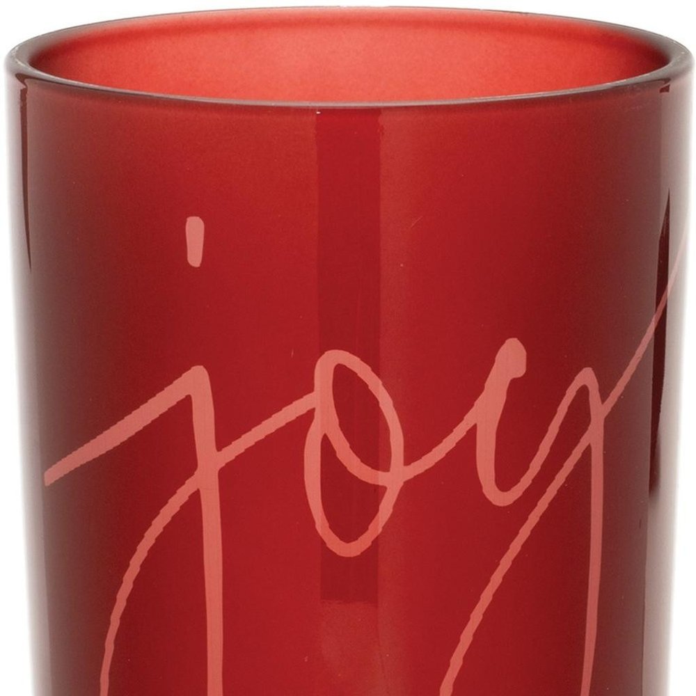 Set of Two Red Snowflake Glass Tabletop Votive Candle Holders