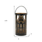 Set of Three Black And Gold Hammered Glass Tabletop Pillar Candle Holders
