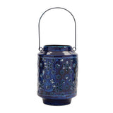 10" Blue Abstract Iron Tabletop Pillar Candle Holder