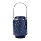 10" Blue Abstract Iron Tabletop Pillar Candle Holder