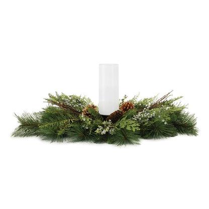 6" Green And Brown Abstract Plastic Tabletop Pillar Candle Holder