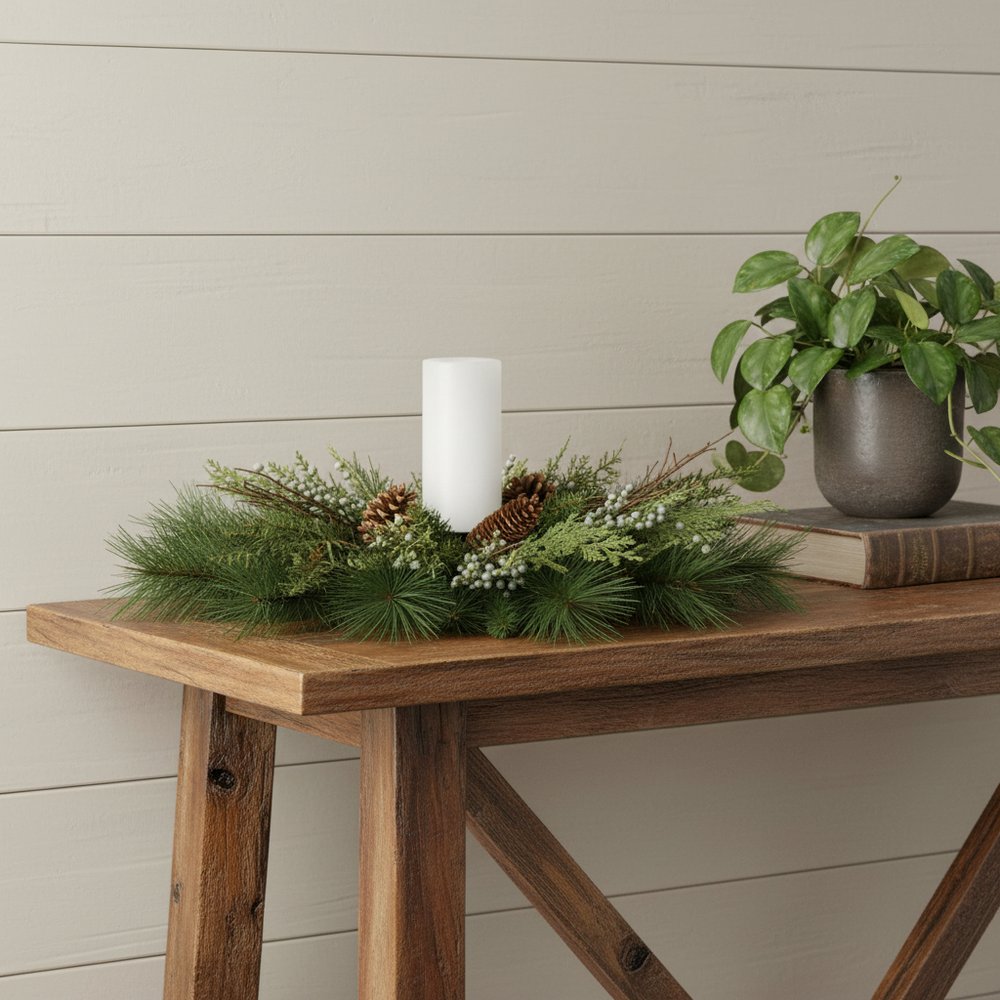 6" Green And Brown Abstract Plastic Tabletop Pillar Candle Holder