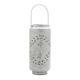 16" Gray Abstract Iron Tabletop Pillar Candle Holder