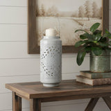 16" Gray Abstract Iron Tabletop Pillar Candle Holder