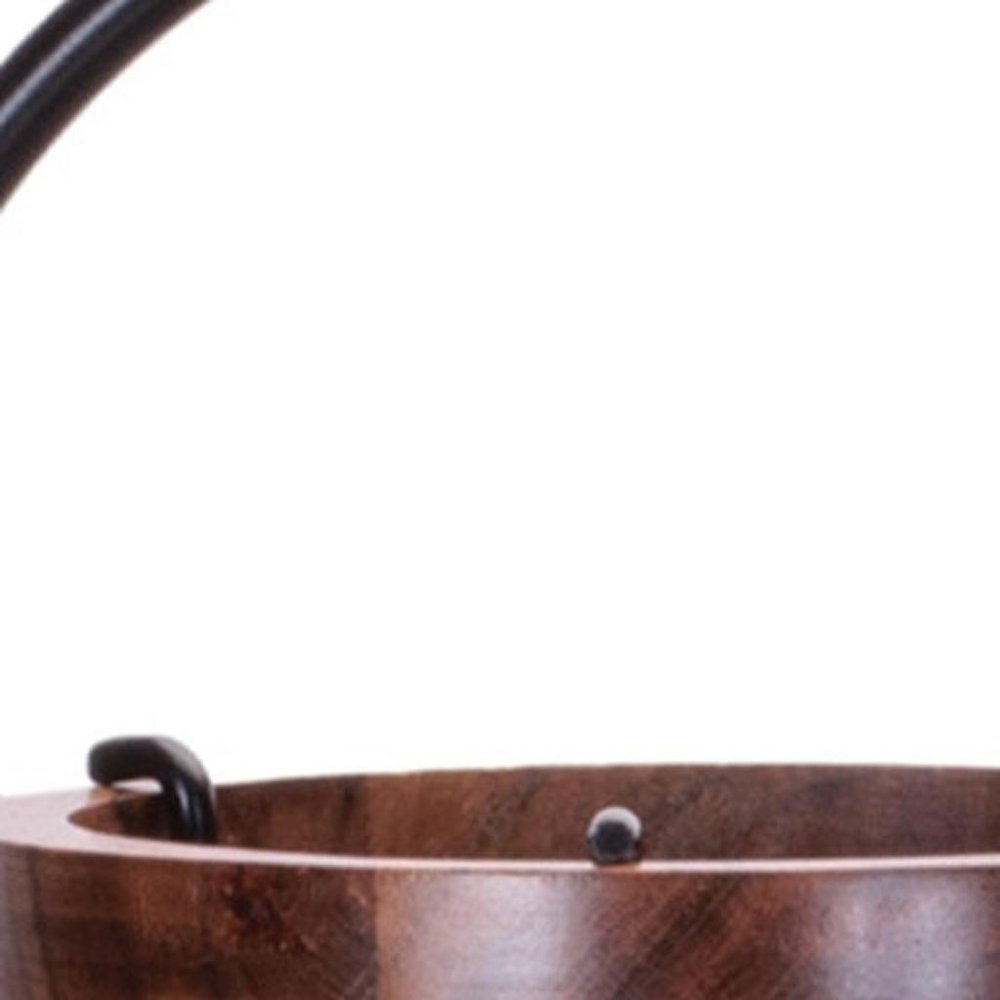 19" Brown Abstract Manufactured Wood Tabletop Pillar Candle Holder