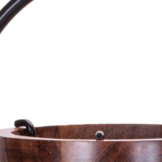 19" Brown Abstract Manufactured Wood Tabletop Pillar Candle Holder