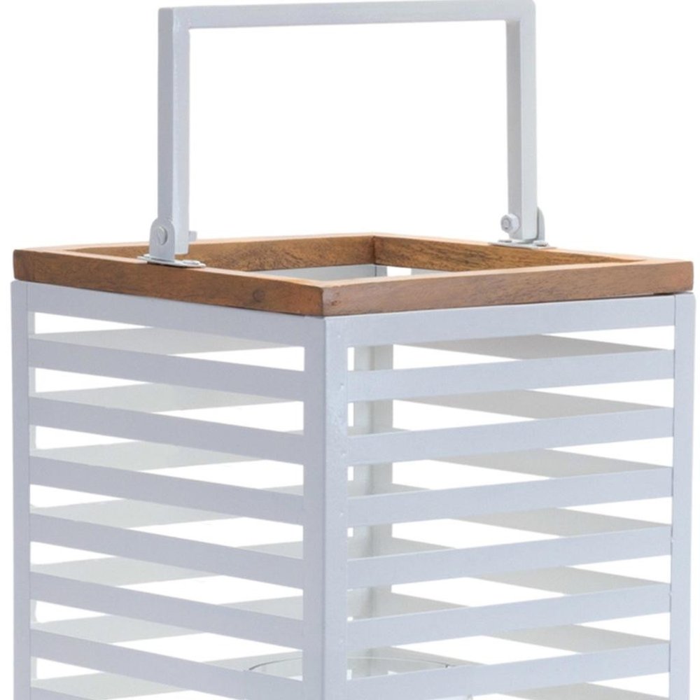 Set of Two White Abstract Metal Tabletop Pillar Candle Holders