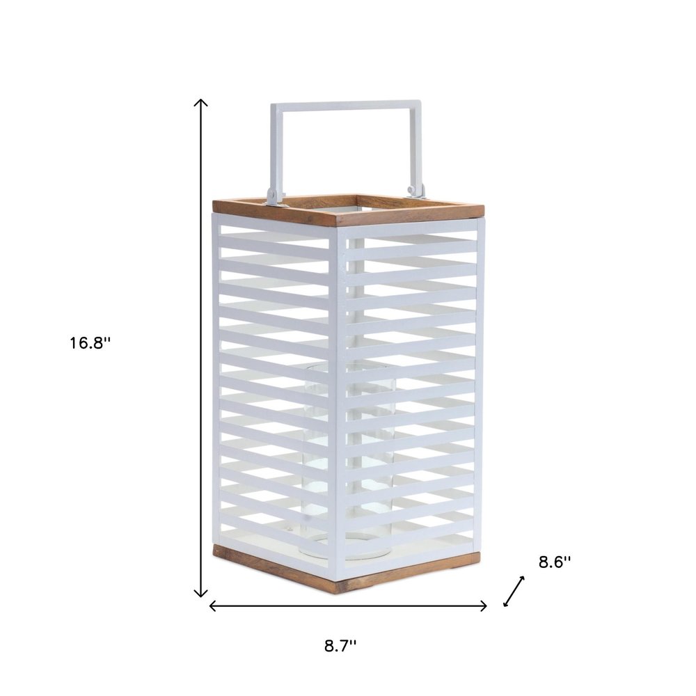 Set of Two White Abstract Metal Tabletop Pillar Candle Holders