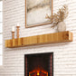 59" Natural Ribbed Texture Solid Wood Wall Mounted Mantel Floating Shelf