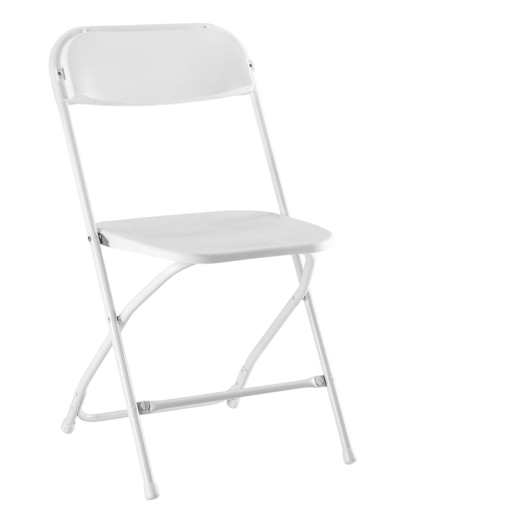Set of Four White Metal Outdoor Folding Stacking Dining Chairs