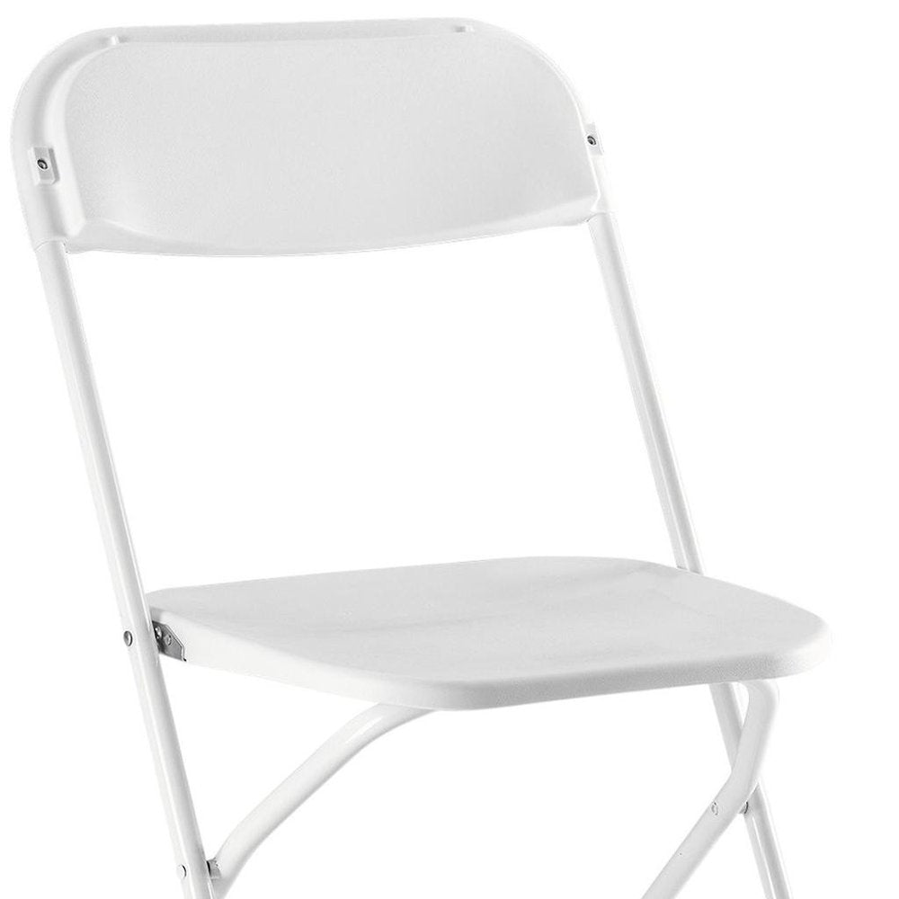 Set of Four White Metal Outdoor Folding Stacking Dining Chairs