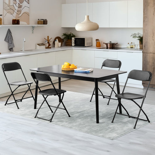 Set of Four Black Metal Outdoor Folding Stacking Dining Chairs