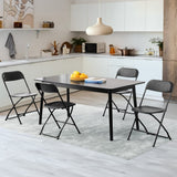 Set of Four Black Metal Outdoor Folding Stacking Dining Chairs