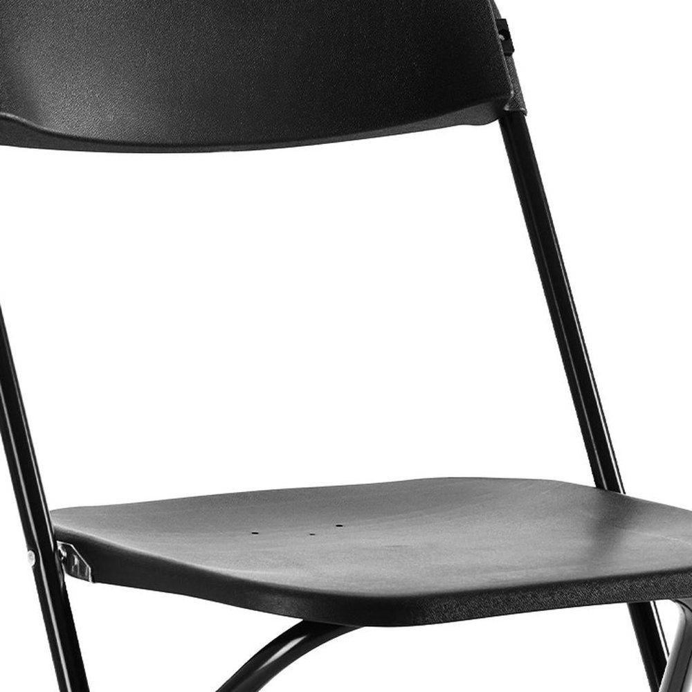 Set of Four Black Metal Outdoor Folding Stacking Dining Chairs