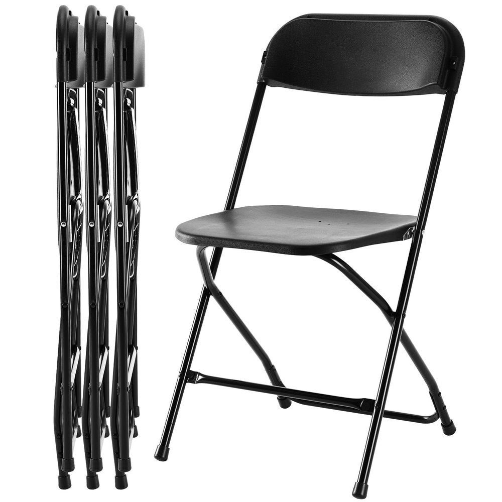 Set of Four Black Metal Outdoor Folding Stacking Dining Chairs