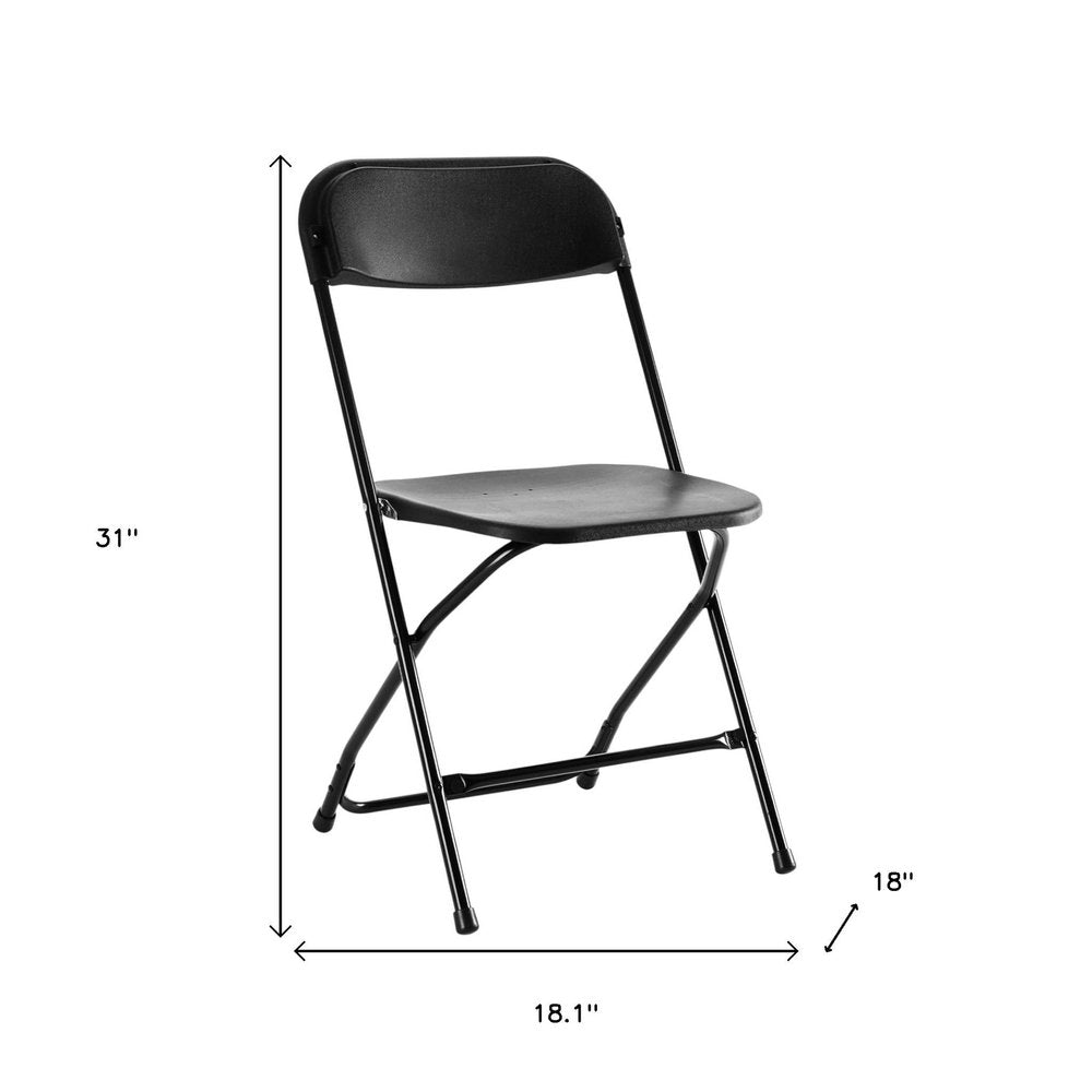 Set of Four Black Metal Outdoor Folding Stacking Dining Chairs