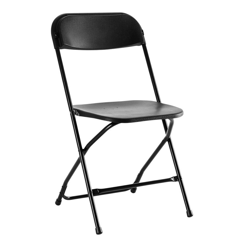 Set of Six Black Metal Outdoor Folding Stacking Dining Chairs