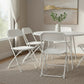 Set of Six White Metal Outdoor Folding Stacking Dining Chairs