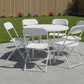 Set of Six White Metal Outdoor Folding Stacking Dining Chairs