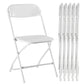Set of Six White Metal Outdoor Folding Stacking Dining Chairs