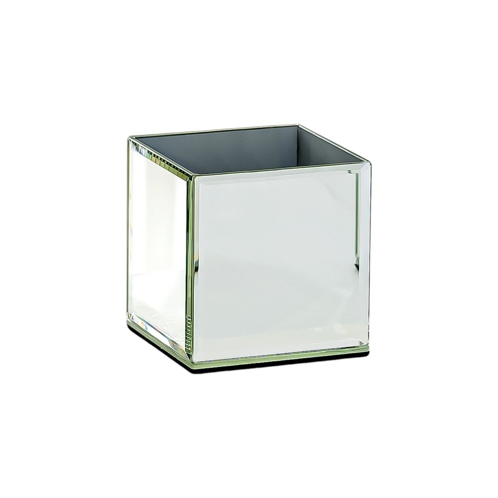 Set of Six Silver Mirrored Glass Square Table Vases