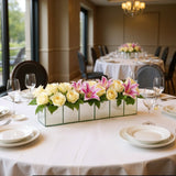 Set of Six Silver Mirrored Glass Square Table Vases