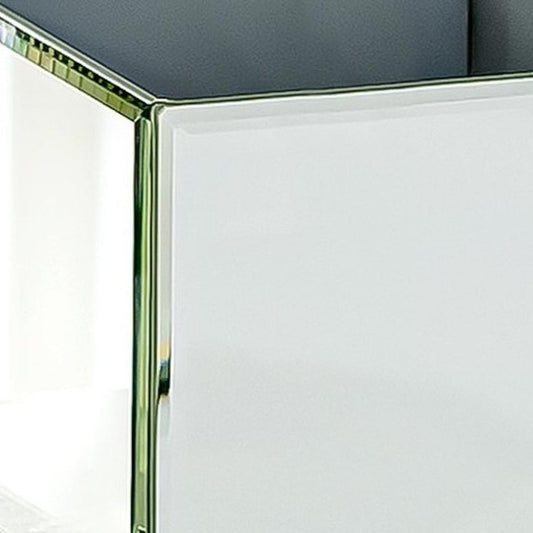 Set of Six Silver Mirrored Glass Square Table Vases