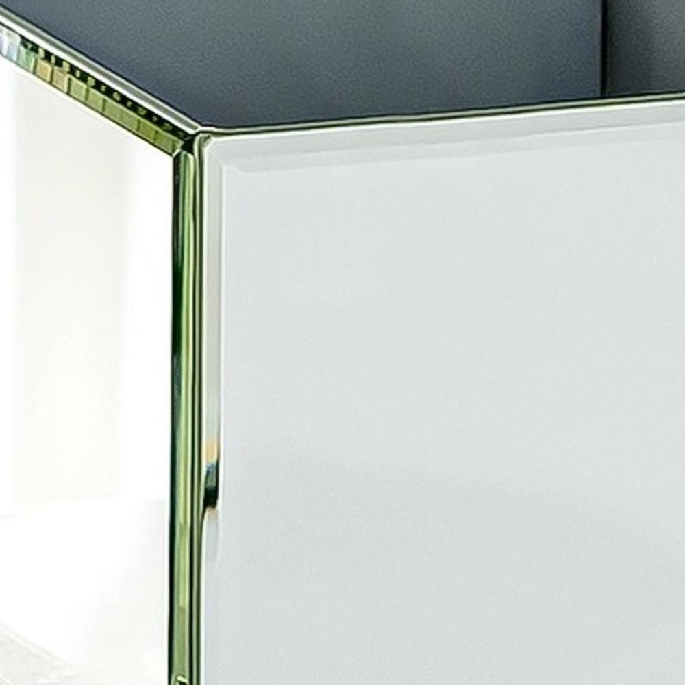 Set of Six Silver Mirrored Glass Square Table Vases