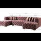 Tufted Pink Velvet Modular U Shaped Sofa and Chaise Sectional With Toss Pillows