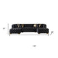 Tufted Black Velvet Modular U Shaped Sofa and Chaise Sectional With Toss Pillows