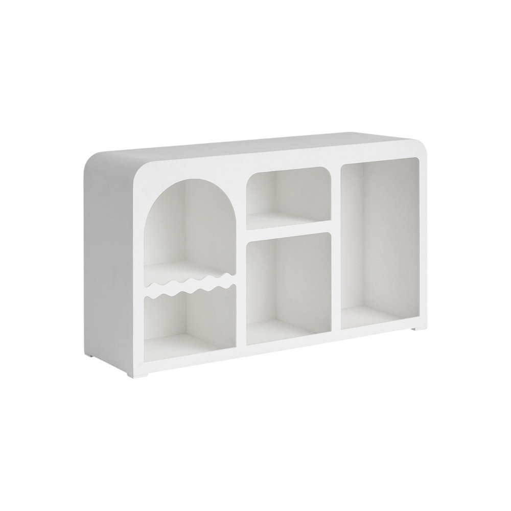 50" White Fiberglass Solid Console Table With Five Shelves