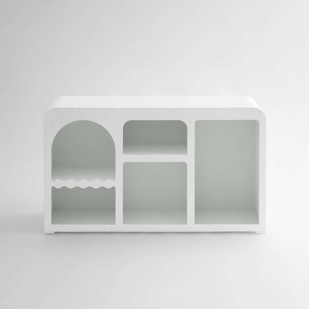 50" White Fiberglass Solid Console Table With Five Shelves