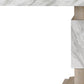 82" White and Natural Faux Marble and Wood Double Pedestal Base Dining Table