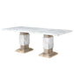 82" White and Natural Wood Pedestal Base Dining Table