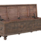 54" Brown Solid Wood Medallion Storage Ottoman