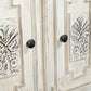 118" White Distressed Solid Wood Carved Floral Six Drawer Sideboard with Six Doors