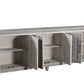 111" Gray Distressed Solid Wood Carved Floral Sideboard with Six Doors