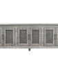 111" Gray Distressed Solid Wood Carved Floral Sideboard with Six Doors