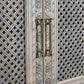 111" Gray Distressed Solid Wood Carved Floral Sideboard with Six Doors