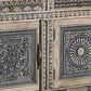 102" Natural And Black Distressed Solid Wood Carved Geometric Four Drawer Sideboard
