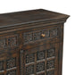 107" Brown Distressed Solid Wood Carved Floral Six Drawer Sideboard with Six Doors