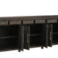 107" Brown Distressed Solid Wood Carved Floral Six Drawer Sideboard with Six Doors