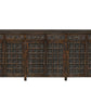 107" Brown Distressed Solid Wood Carved Floral Six Drawer Sideboard with Six Doors