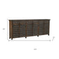 107" Brown Distressed Solid Wood Carved Floral Six Drawer Sideboard with Six Doors